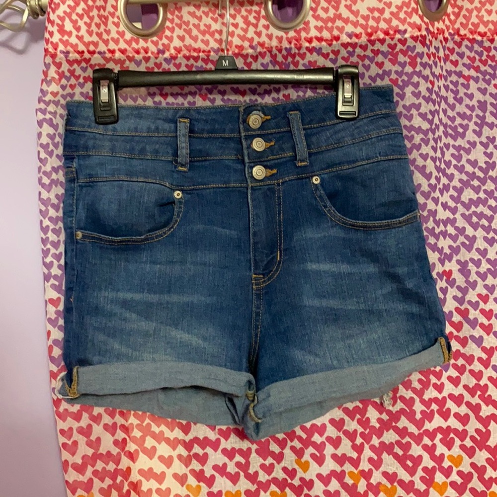 Aeropostale super high rise midi denim shorts